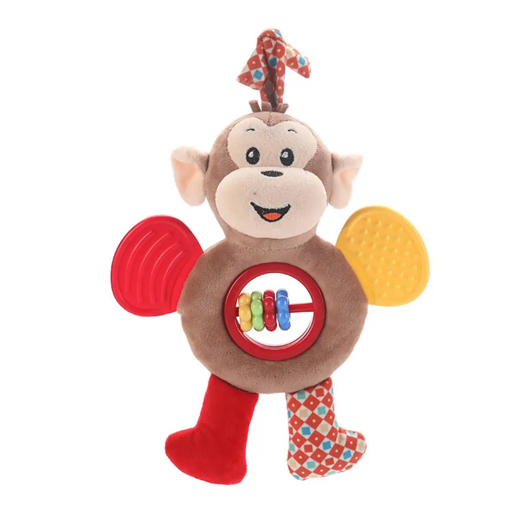 Kuulee Multi-function Cartoon Plush Toy with Colorful Beads Built-in Vibrator Decoration for Baby stroller Bed Cartoon Rattle