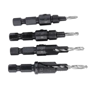 

4 pcs HSS Countersink Drill Bits + 1 pcs 1/4 Quick Change Hole Hex Shank Screw Hot Search