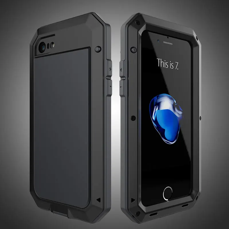 Black Полный защитный Роскошный металлический чехол для iPhone 11 11Pro 6S 7 Plus, противоударный чехол для samsung Galaxy Note9 S10 S9 S10Plus S8 S8Plus - Цвет: Black