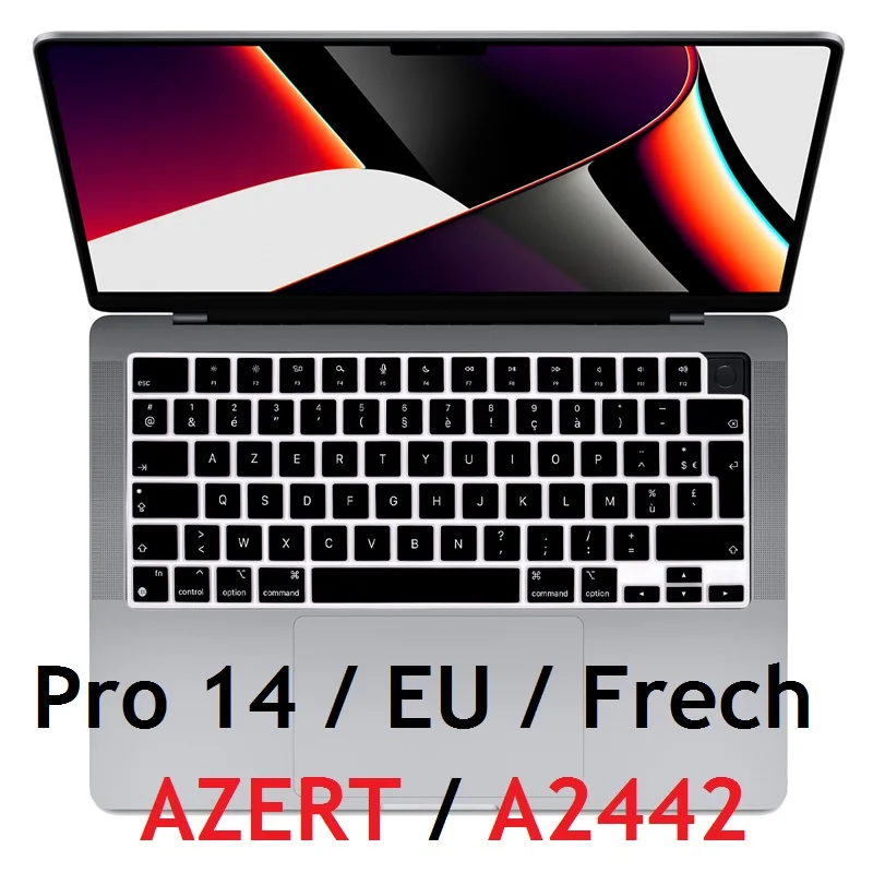 Skin Per Laptop Eu Azwdper Macbook Pro 14 In 2021 M1 A2442 Pro14 Custodia Per Tastiera Francese Ue Silicone Per Macbook Pro14 A2442 Skin