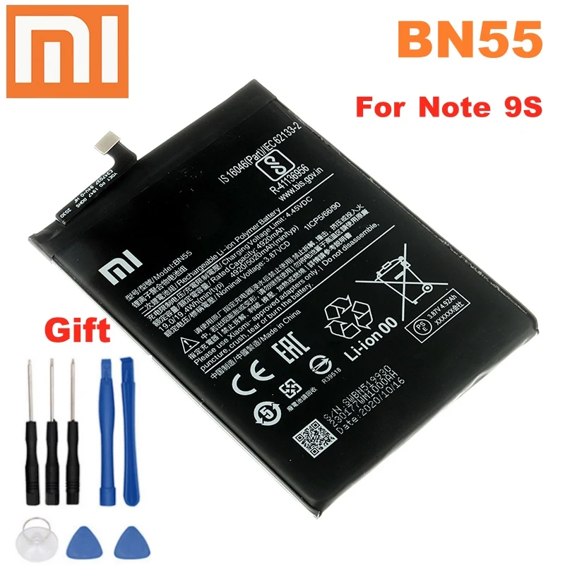 Оригинальный сменный аккумулятор BN55 XiaoMi для Xiaomi Note 9S Note9S оригинальный телефона