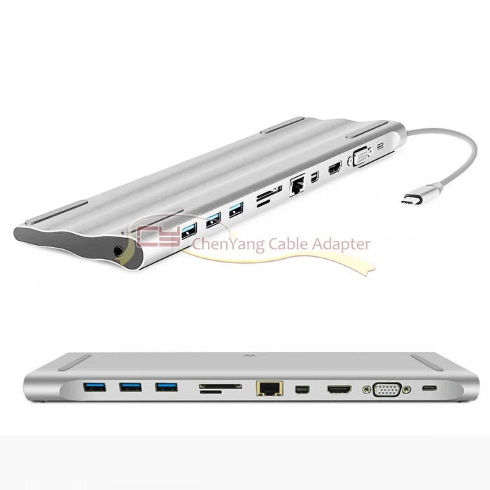 Док-USB-C VGA HDMI Mini Displayport Ethernet 3 хаб TF SD зарядное устройство кардридер многопортовый адаптер 11 в 1