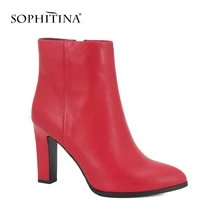 SOPHITINA/Новинка года; женские ботильоны; ботинки из натуральной кожи; теплые удобные на квадратном каблуке; классическая женская обувь; Лидер продаж; B83