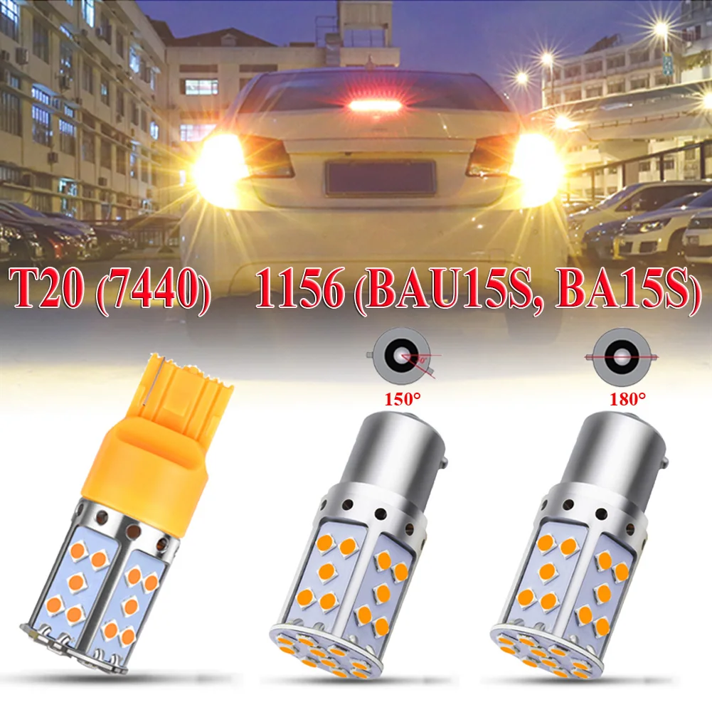 

1PCS Car Turn Signal Light For Amber P21W LED 1156 BA15S PY21W BAU15S 3030 35SMD Bulb Canbus T20 7440 W21W LED Lamp Headlight