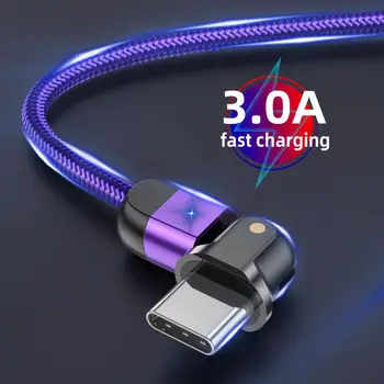 

NEW 3A 180° Degree Mobile Phone Fast Charging Data Cable USB Type-C Wire For Samsung S20 S20+