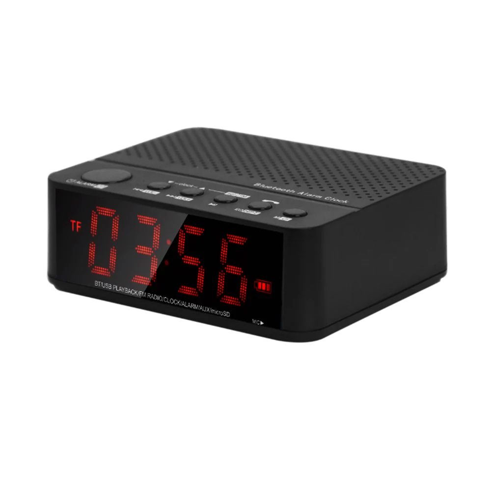 Desktop Speakers Wireless Bluetooth Speakers Alarm Clock FM Radio TF Card MP3 Player Line In Hands-free with Mic LED Display