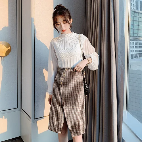 Dark Brown Fa8110 новинка осень зима женская модная повседневная сексуальная юбка kawaii размера плюс Корейская юбка Харадзюку - Цвет: Dark Brown