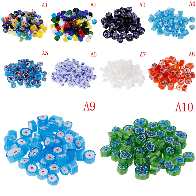 28g Rainbow Mix Handmade Millefiori 90 COE Fusible Glass Beads for Mosai 