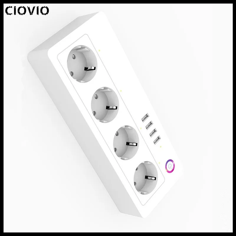 CIOVIO 1 шт. Wifi smart EU несколько розеток питания 4 USB порта Голосовое управление работа умная жизнь