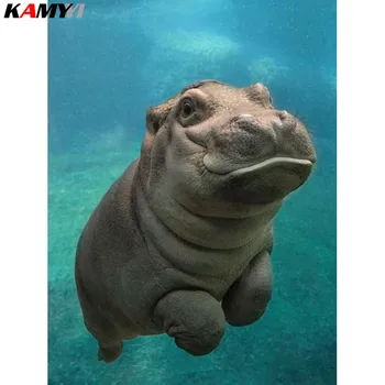 

Full Square/Round Drill 5D DIY Diamond Painting Little hippo 3D Embroidery Cross Stitch Mosaic Decor HYY