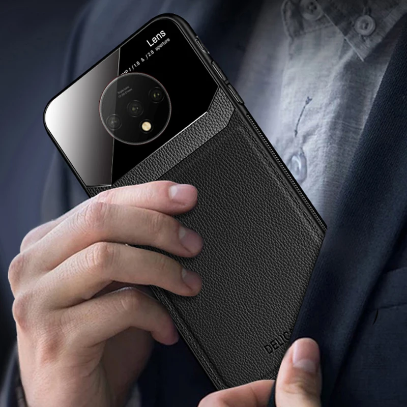 Чехол, для OnePlus 7t pro one plus 7t OnePlus 7t на кожаном зеркальном стекле Силиконовый противоударный Роскошный милый чехол для телефона s