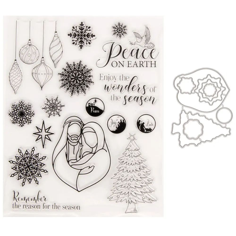

Peace Pigeon/Christmas Snowflake Cutting Molds Transparent Silica Gel Stamps and Dies Set for DIY Hand Scrapbook Seal Album