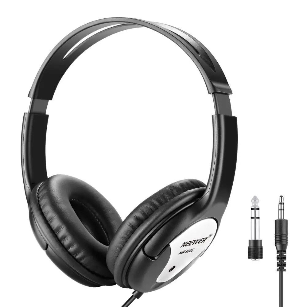 Neewer HD100 Studio Monitor Headphones Dynamic Foldable Headsets And Loudhailer Driver 3 5 6 3mm Plug Adapter for PC Smartphones