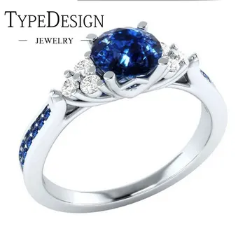 

Hot Sale Trendy Ladies Shining Blue Zircon Finger Ring Anel Wedding Engagement Ring For Women/ Men's Style Bague Femme Size6-10