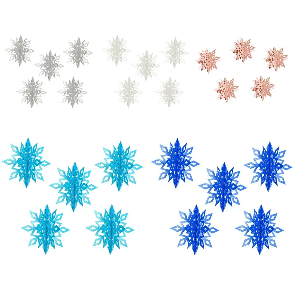 

Large cardboard three-dimensional snowflake hanging ornaments 6 pieces set New Year Christmas party decoration supplies