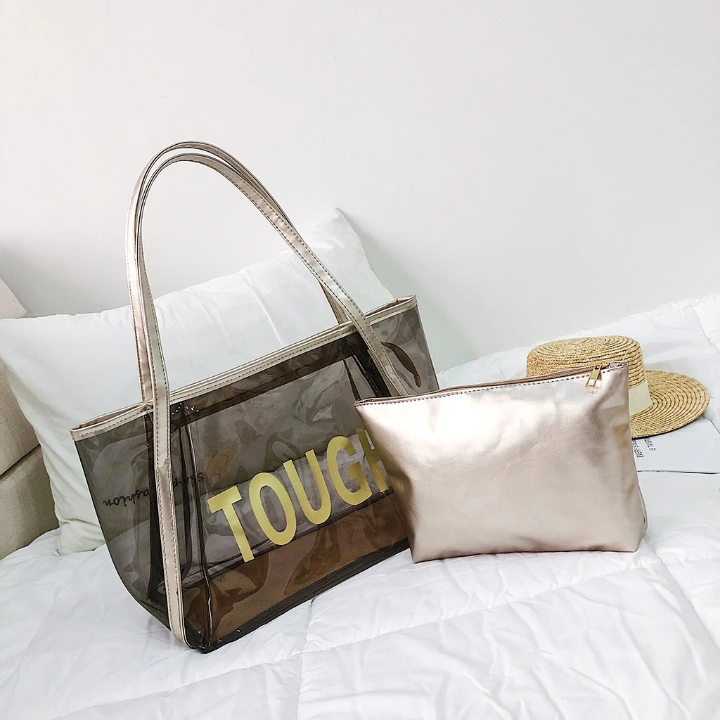 Clear Transparent PVC Shoulder Bags Women Candy Color Jelly Bags Purse Handbags Beach Travel Crossbody Shopping Totes 821