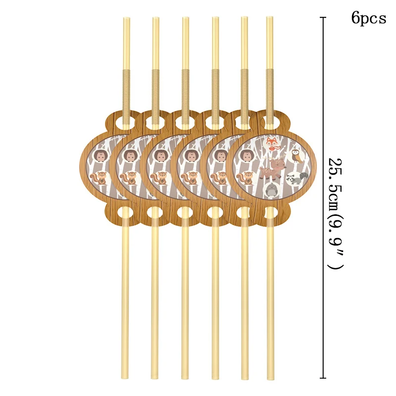 Сафари джунгли украшения, товары для вечеринки для маленьких мальчиков Избранное С Днем Рождения вечерние Бумага чашка одноразовая вечерние поставки коллекция - Цвет: straw-6pcs