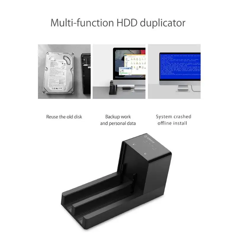 ORICO 2 отсека SATA к USB3.0 жесткий диск Док-станция 2,5/3,5 HDD чехол 5 Гбит/с поддержка 12 ТБ внешний жесткий диск Док-станция