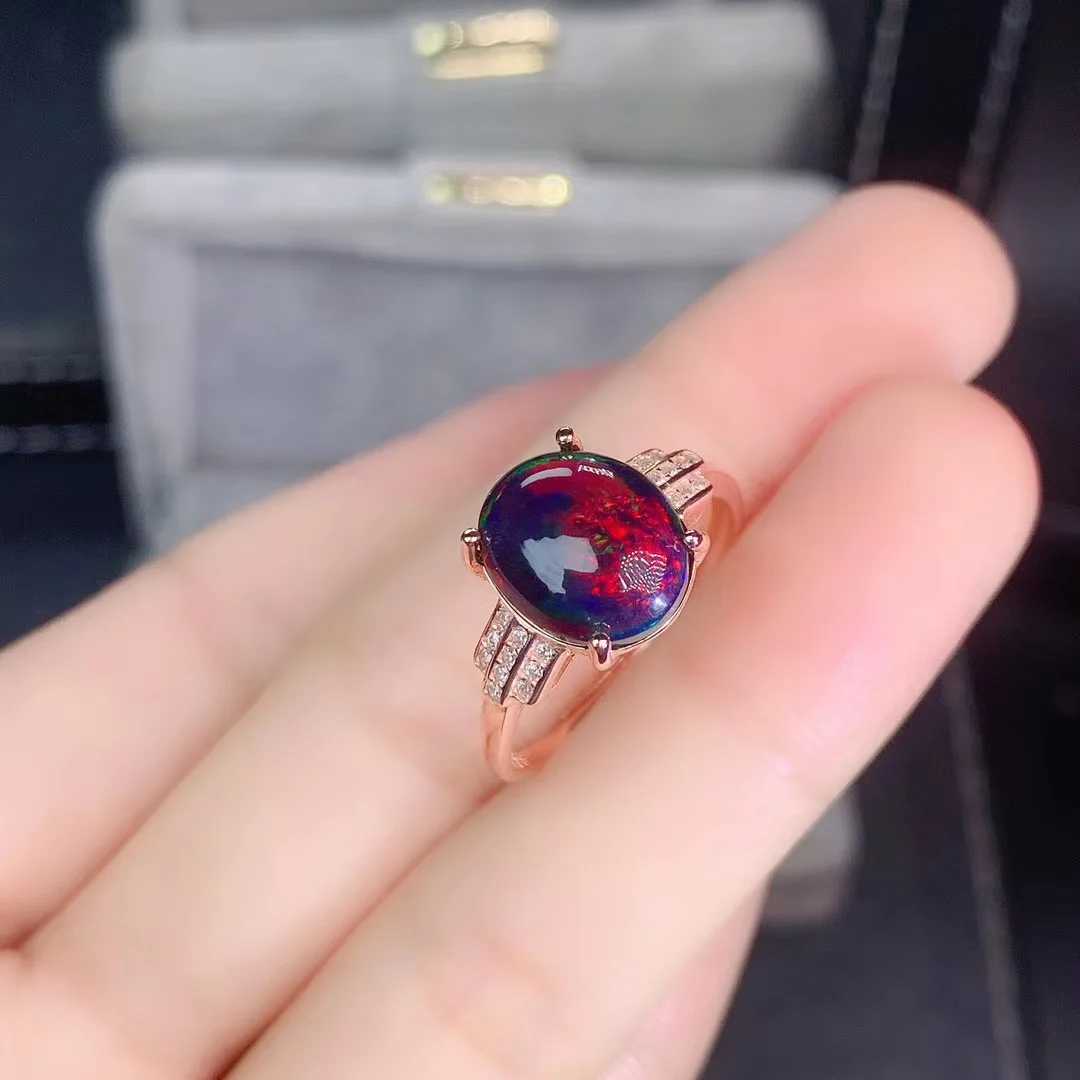 The Best Gift For Your Wife 100 Natural And Real Black Opal Ring 925 Sterling Silver Opal Ring Aliexpress Jewelry Accessories