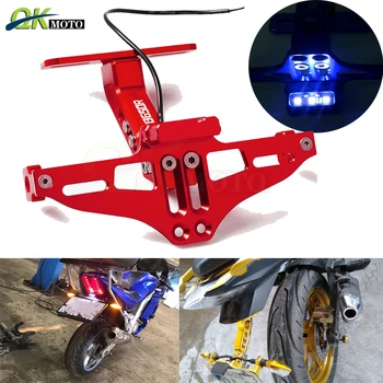 

Motorcycle CNC Adjustable Angle Aluminum License Plate Frame Bracket with LED Light For Honda cb650R CB 650 R CB650R CB650r