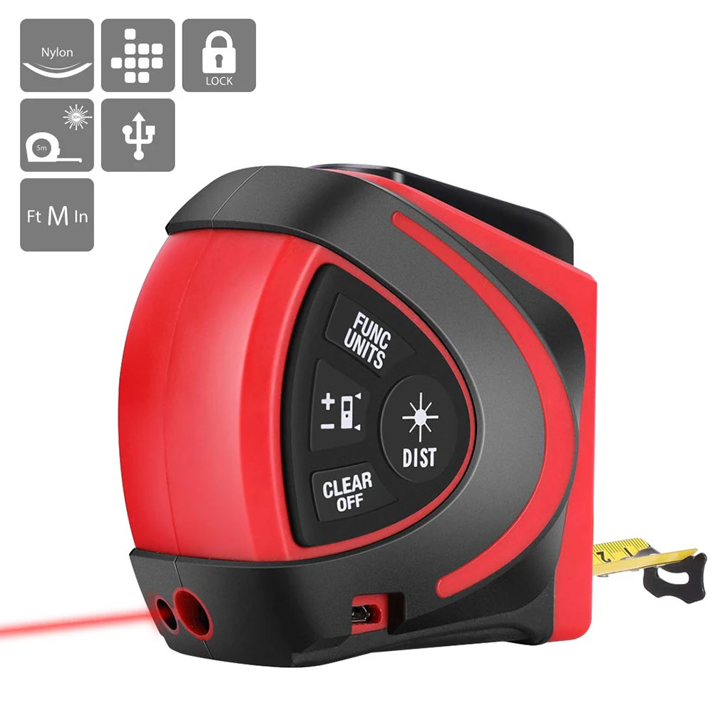 

TYRRY USB charging Laser Distance Meter 40M 60M Range Finder Digital Laser Rangefinder Roulette trena Laser Tape Measure