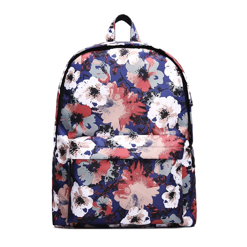 

Ougger Large Literary Travel Bags Female Notebook Backpack Blue Canvas High Quality Normcore/Minimalist with Cartoon Printing