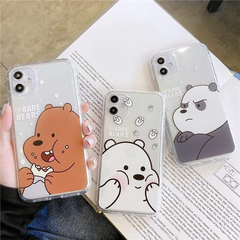 

Cartoon anime clear Bear Couples Phone Cover Case For Iphone X 11 pro Xs Max Xr 10 8 7 6 6s Plus se 4.7 Luxury Soft Coque Fundas