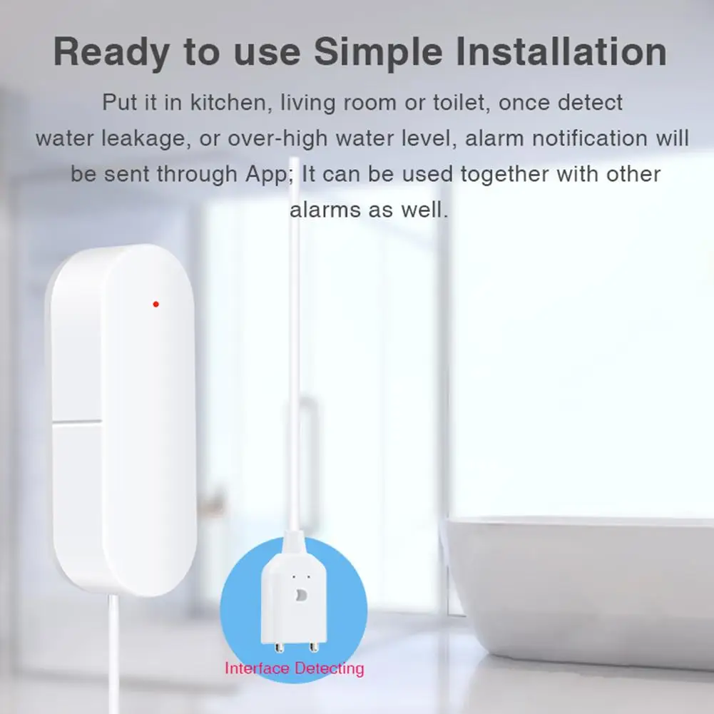 Wi-Fi, датчик утечки воды, датчик уровня утечки воды, сигнализация, детектор, защита от перелива, Tuya Smart Life App, домашний дом, дистанционное управление