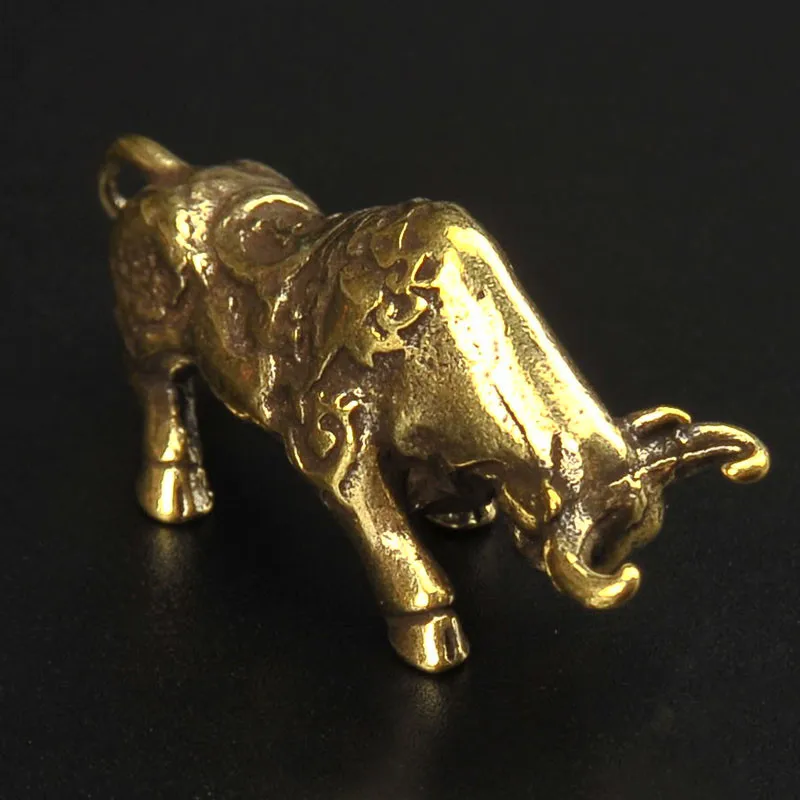 Чистый медный твердый ключ Lucky Bull, подвески с цепочками, латунный брелок в виде животных на стену, уличный коррид, подвесные брелоки, автомобильные брелоки