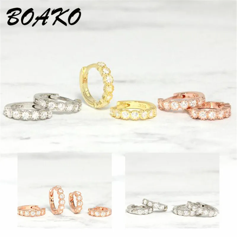 Модные ювелирные изделия BOAKO, простой в Корейском стиле, серьги-гвоздики с кристаллами, серьги из стерлингового серебра 925 пробы для женщин, украшения для свадьбы Brincos