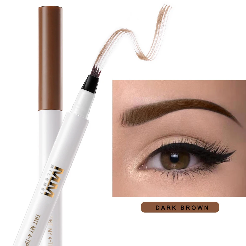 MILEMEI 4 Color 3D Eyebrow Pencil Long Lasting Eyebrow Tattoo Pen Waterproof Facial Make up Cosmetics For Eyebrows Thicker TSLM1 - Цвет: 02Dark Brown