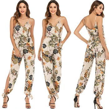 

2019 Hot Selling popular New Women Ladies Clubwear Summer Playsuit Bodycon Party Jumpsuit Romper Trousers Floral white and black