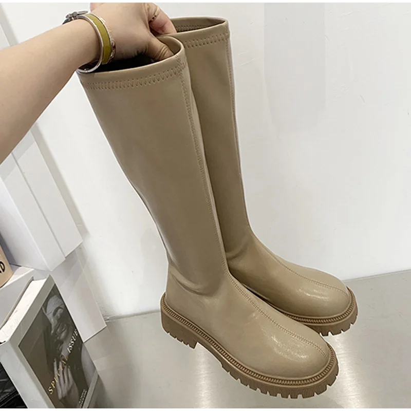 Women's Long Boots Soft PU Leather Winter Warm Fur Shoes Thick Soled Platform Fashion Ladies Knee High Boots 2021 Female Boot Boots for men