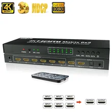 Matriz de hdmi, switcher do interruptor matriz de sgeyr hdmi da matriz 6x2 hdmi com arco de apoio remoto & extração audio de spdif 4k x 2k 3d