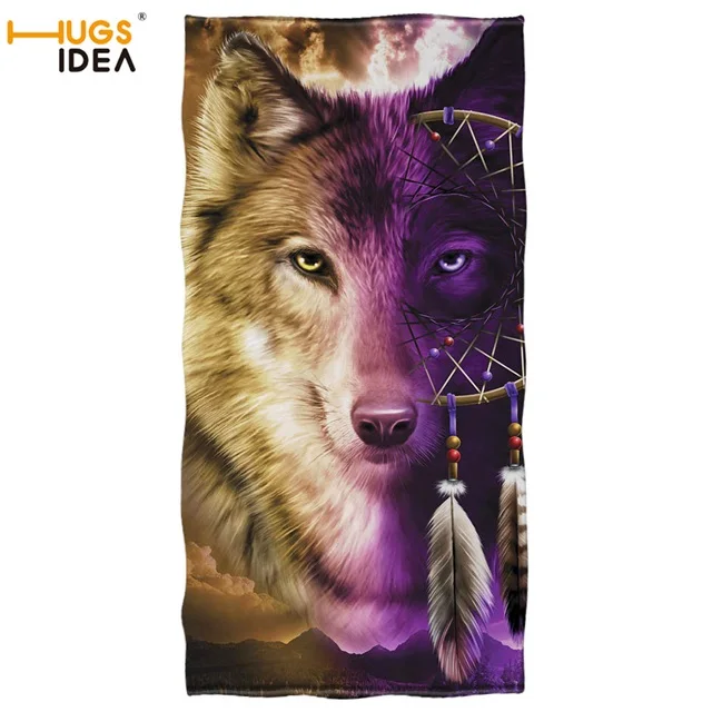 HMM882 HUGSIDEA Cool Moon Wolf ткань с принтом полотенце s Thichen пляжное полотенце текстиль из микроволокна полотенце для рук животное Йога/спа/покрывало для плавания - Цвет: HMM882