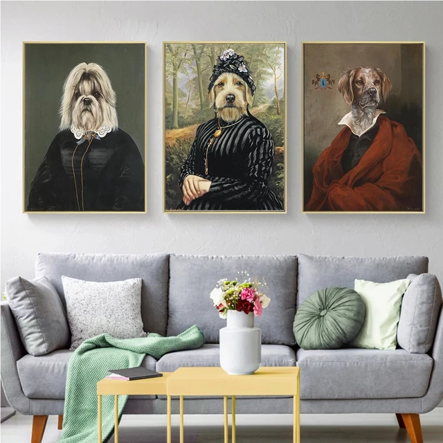 Retro Dog in Military Uniform Canvas Paintings Lovely Dogs Posters And Prints Animals Wall Art Pictures for Home Decor Cuadros 3