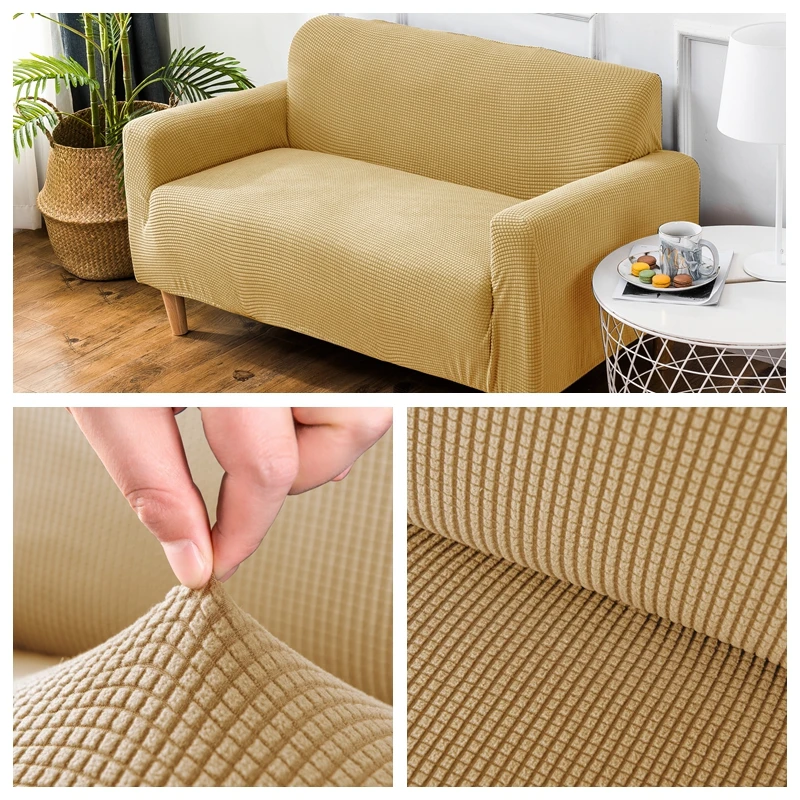 Maize Эластичный чехол для дивана домашний декор Fundas Sofa Slipover высокое качество Бархатные чехлы для диванов для гостиной твердый секционный чехол для дивана - Цвет: Maize