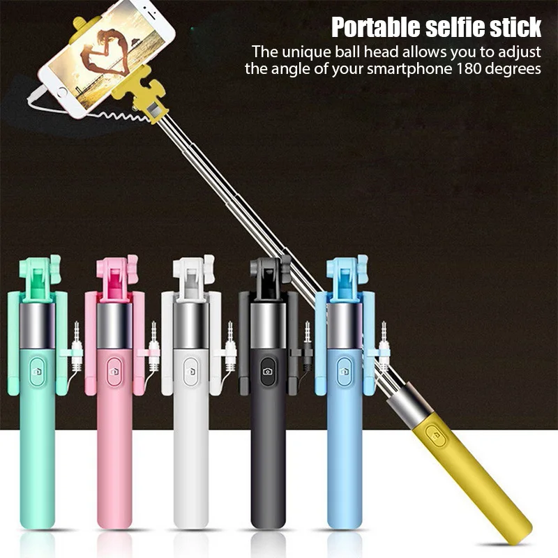 Portable Wire-controlled Selfie Stick Expandable Monopod Handheld Wired For iPhone Smartphones | Электроника