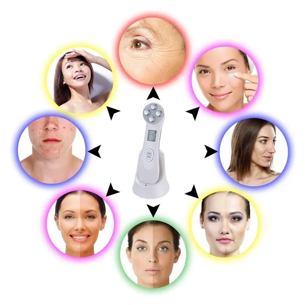 Facial Mesotherapy Face Lifting Skin Tightening RF Radio Frequency LED Photon Blackhead Acne Wrinkle Remover Skin Care Massager