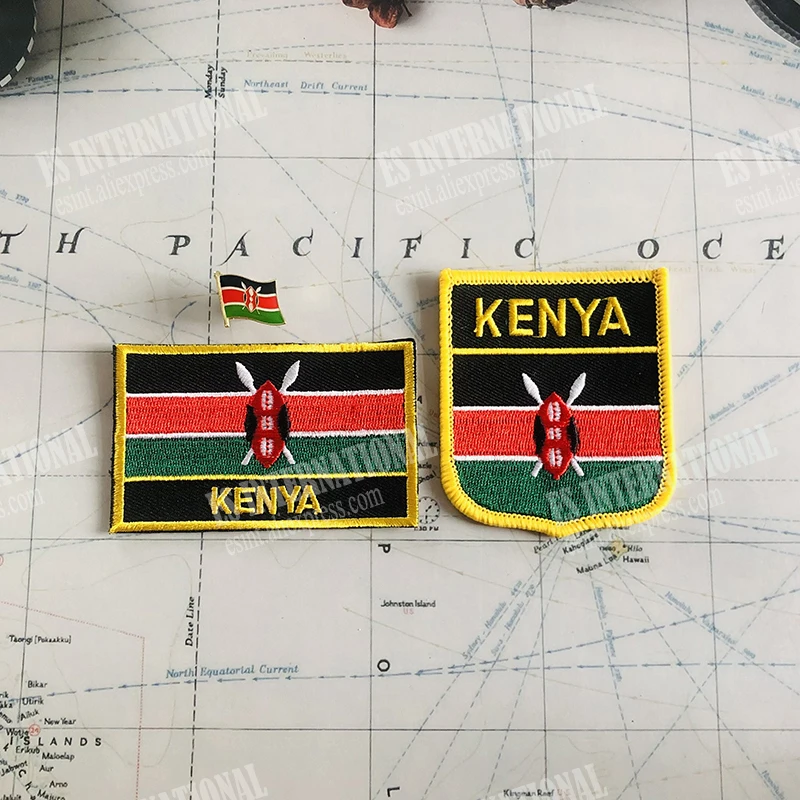 KENYA National Flag Embroidery Patches Badge Shield And Square Shape