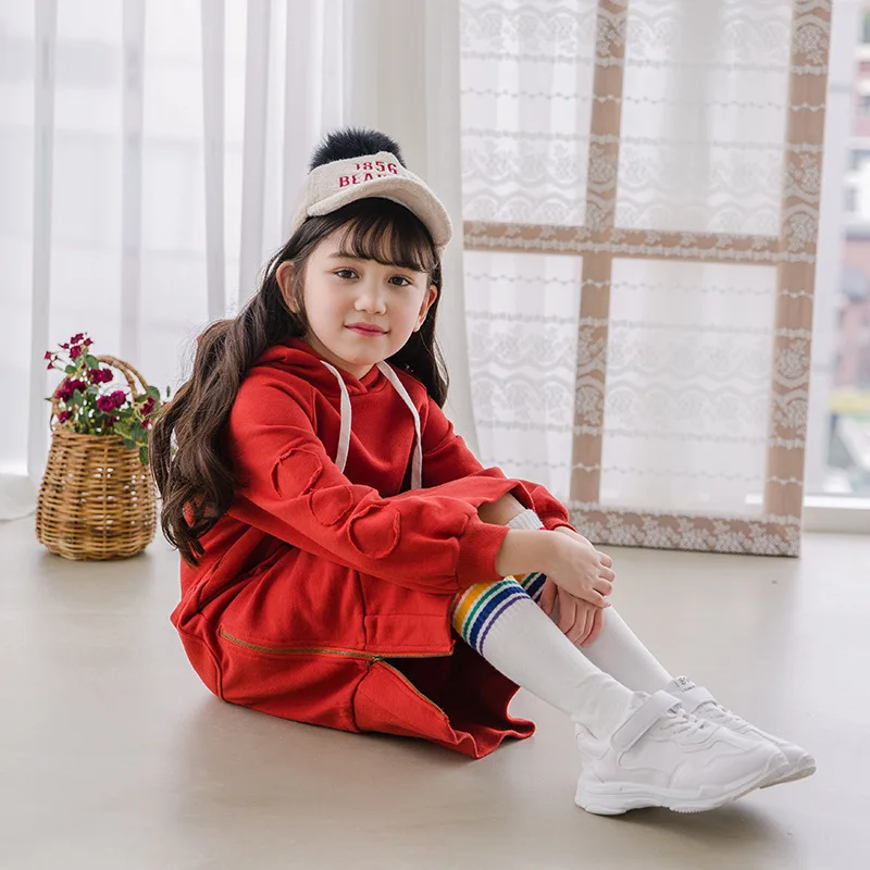Детская одежда; платье для девочек; сезон осень-зима; толстовка с длинными рукавами; плотные теплые платья с капюшоном для От 2 до 16 лет; детская одежда для девочек; CL120