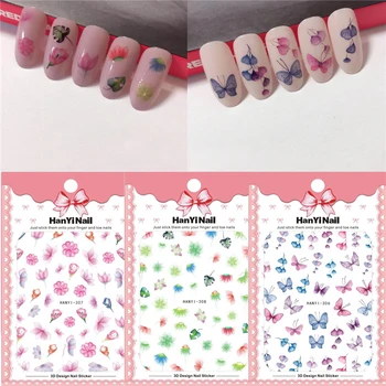 

1 sheet Semi-transparent 3D Nail Sticker Marine Life Butterfly Goldfish Pattern Self Adhesive DIY Nail Art Decorations