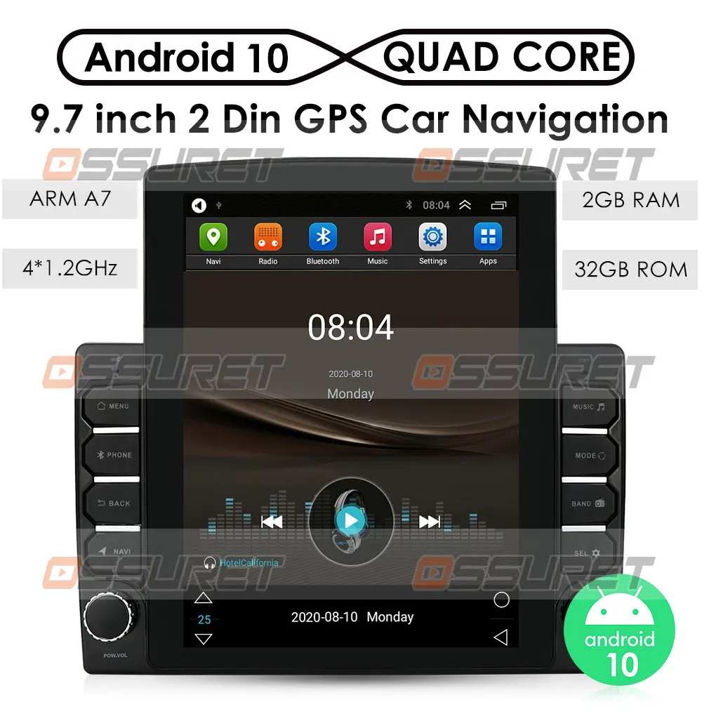 2G RAM 9 inch & 10 inch Touch Screen Universal Car Multimedia Player Android 10 2Din GPS Auto radio SWC Mirror Link USB DAB DVR