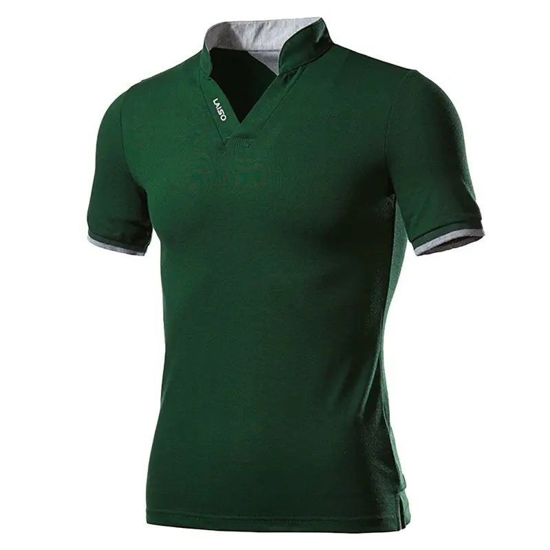 2020 High Quality Men Polo Shirts Summer Fashion Short Sleeve Slim V Neck Blouse Casual Business Tops Big Size 5XL | Мужская одежда