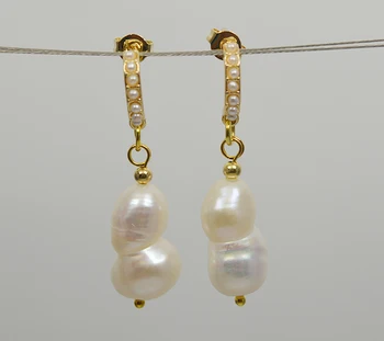 

Baroque Pearl Earrings Huge Size 20MM White Freshwater Pearls Fine Jewelry Perfect Wedding Party Birthday Gift For Women