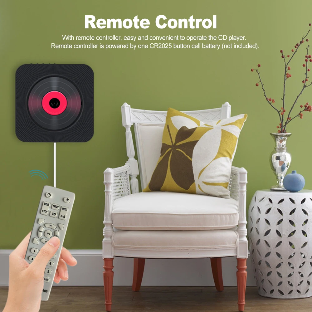 Портативный Bluetooth HiFi CD музыкальный плеер FM радио U диск 3,5 мм разъем для наушников Настенный CD плеер динамик с пультом дистанционного управления