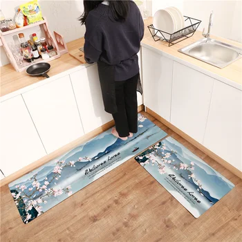 

Landscape Stitching Pattern Floor Mat Entrance Door Mat PVC Soft Bath Rugs Outdoor Bedroom Doormat Kitchen Carpet Bed Front Rug