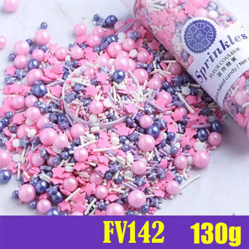 

130g Colorful Edible Sprinkle For Cake Pink Purple Pearl Sugar Fondant Reposteria Food Coloring baking tools for cakes