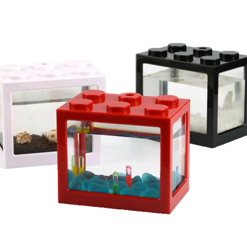 Title 10, 7 Color Mini Aquarium Betta Fishbowl Creative C...