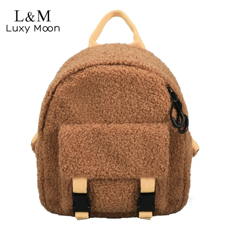 

Fashion Women Small Backpack For Teenager Girls Plush Schoolbag Ladies Cute Ruckcack Female Bookbag Mochila 2020 XA598H
